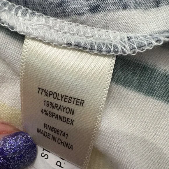 Casual Chic Multicolor Striped Short Sleeve Y2K Button Front Tie Hem Blouse 2X - Picture 6 of 10